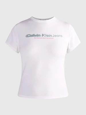 Playera Calvin Klein Logo Mujer Blanco