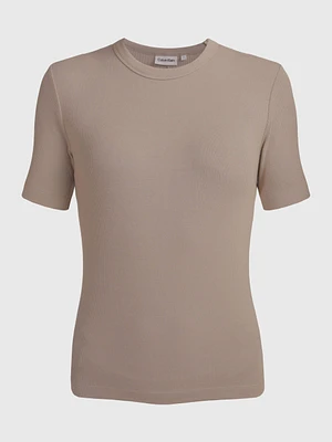 Playera Calvin Klein Canalé Mujer Beige