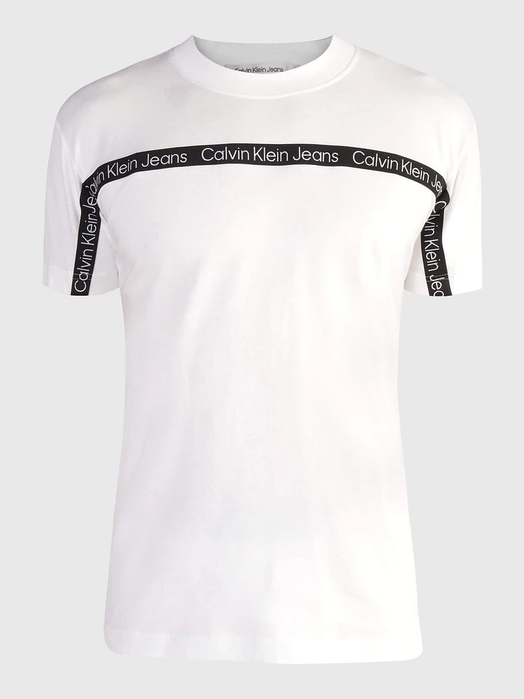 Playera Calvin Klein Franja Hombre Blanco