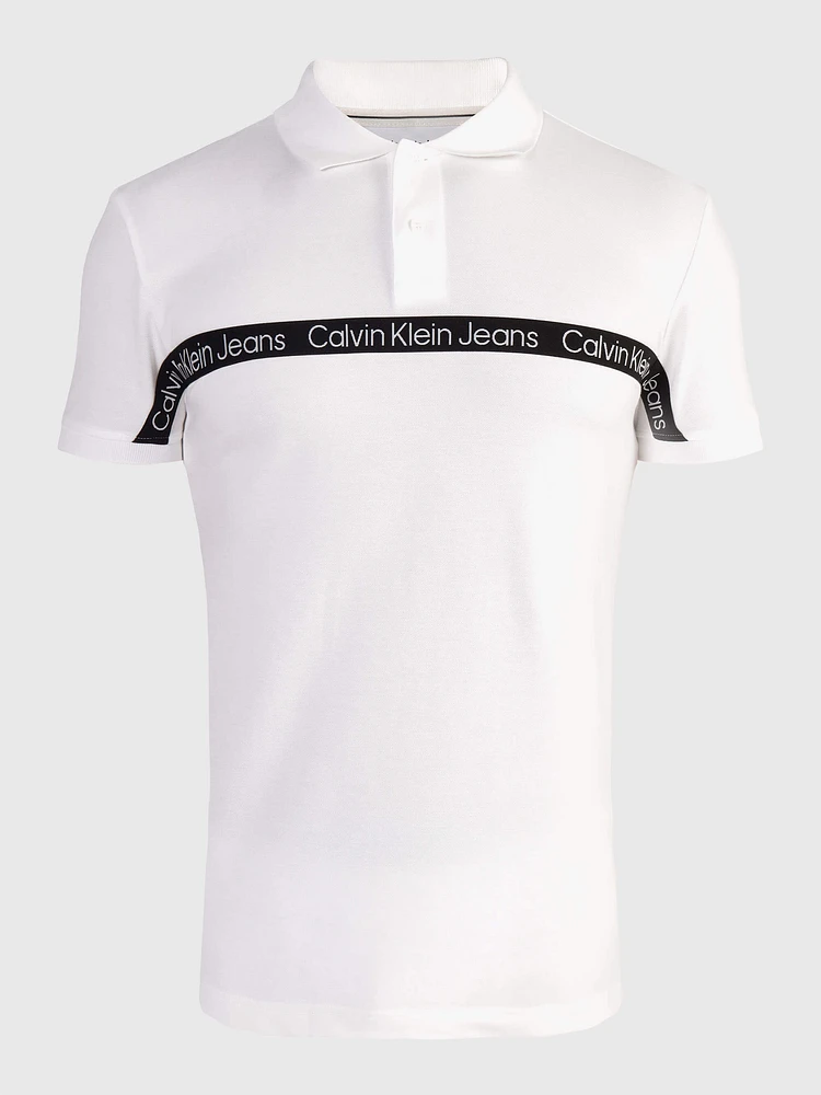 Polo Calvin Klein Franja Hombre Blanco