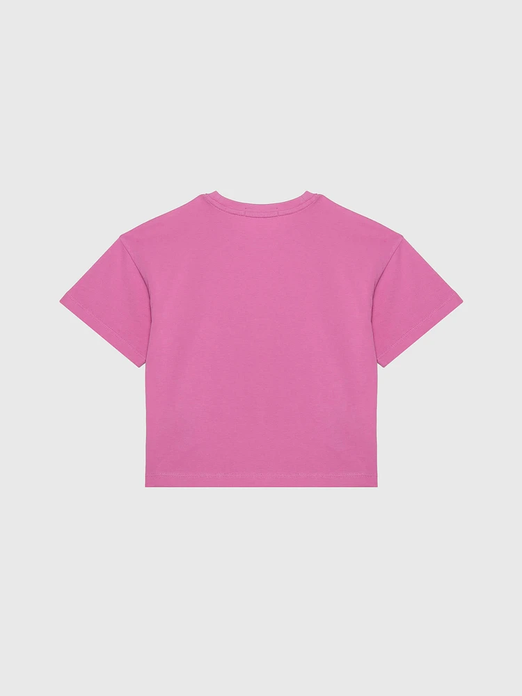 Playera Calvin Klein Logo Niña Rosa