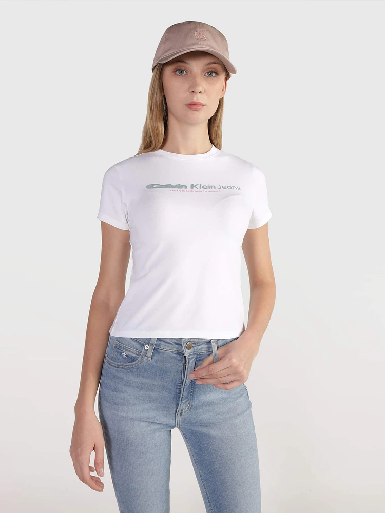 Playera Calvin Klein Logo Mujer Blanco