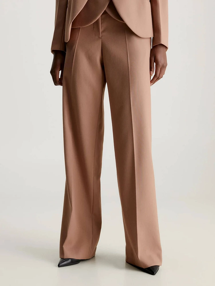 Pantalón Calvin Klein Wide Leg Mujer Café