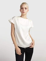 Blusa Calvin Klein Plisada Mujer Beige