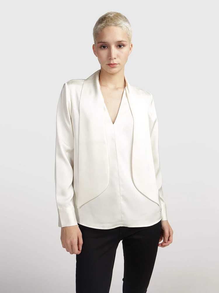 Blusa Calvin Klein Satinada Mujer Beige