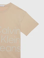 Playera Calvin Klein Logo Niña Beige