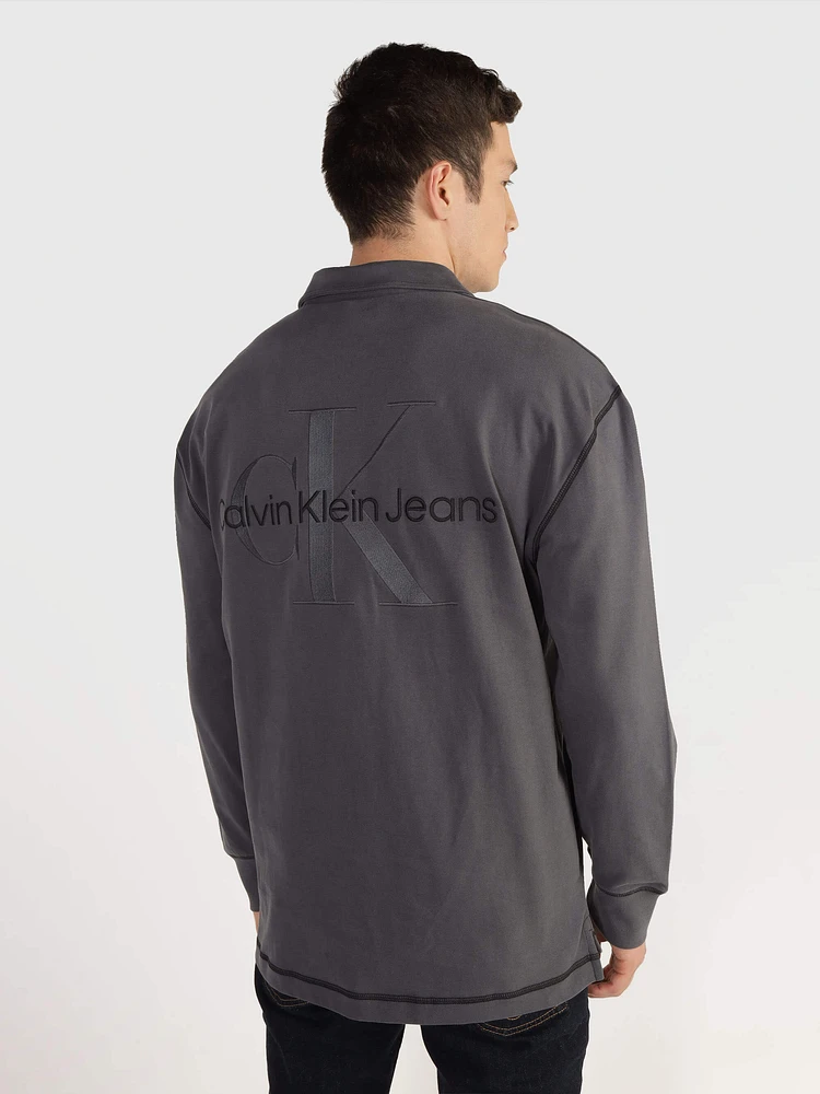 Polo Calvin Klein Monograma Hombre Gris