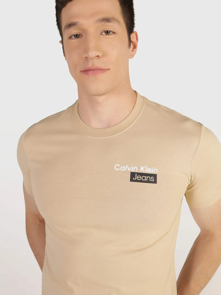 Playera Calvin Klein Logo Estampado Hombre Beige