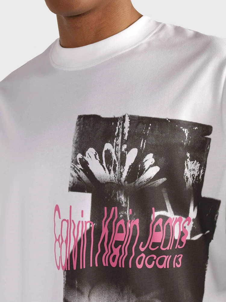 Playera Calvin Klein Estampada Hombre Blanco