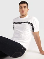 Playera Calvin Klein Franja Hombre Blanco