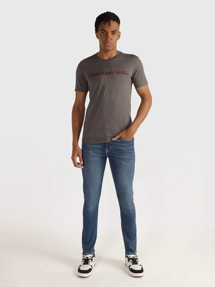 Playera Calvin Klein Logotipo Hombre Gris