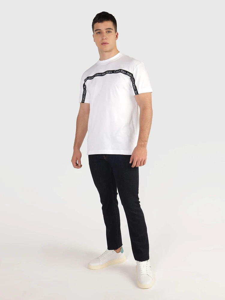 Playera Calvin Klein Franja Hombre Blanco