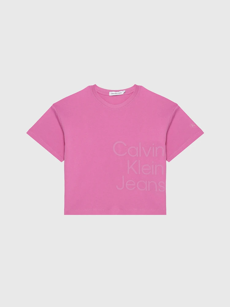 Playera Calvin Klein Logo Niña Rosa