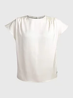 Blusa Calvin Klein Plisada Mujer Beige