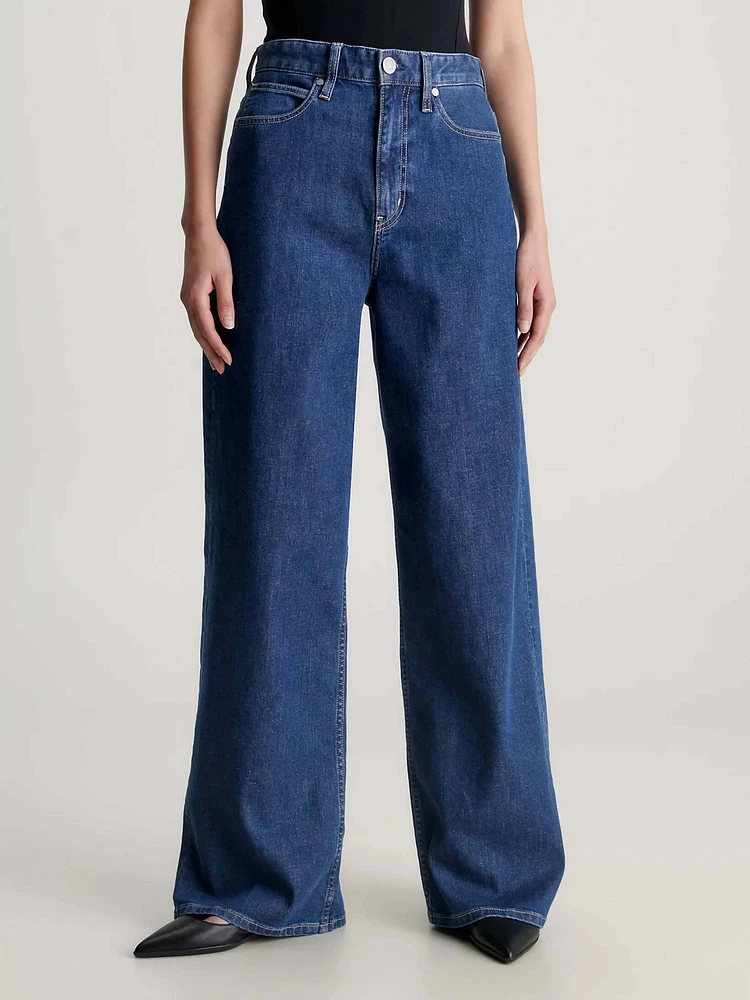 Jeans Calvin Klein High Rise Wide Leg Mujer Azul