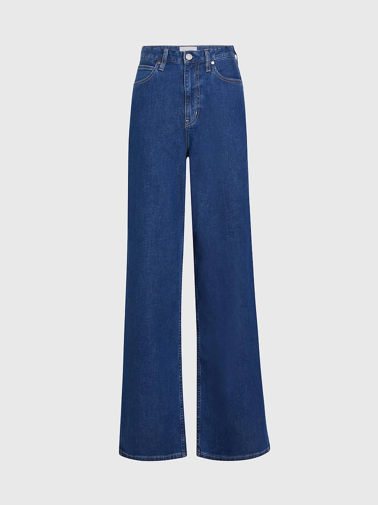 Jeans Calvin Klein High Rise Wide Leg Mujer Azul