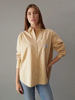 Camisa Calvin Klein Bolsillo Mujer Beige