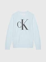 Suéter Calvin Klein Monograma Niño Azul