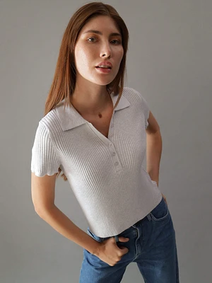 Polo Calvin Klein Canalé Mujer Gris