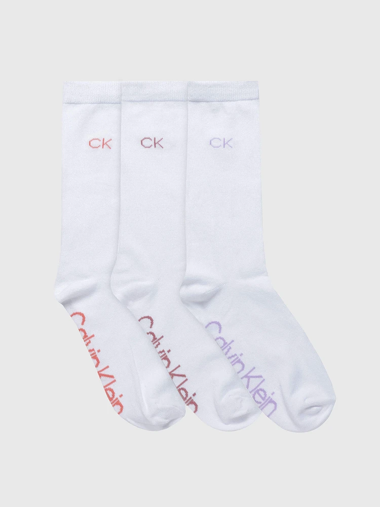 Calcetines Calvin Klein Soft Crew Paquete de 3 Mujer Blanco - Talla: Única