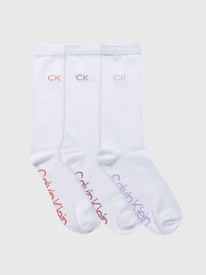 Calcetines Calvin Klein Soft Crew Paquete de 3 Mujer Blanco - Talla: Única