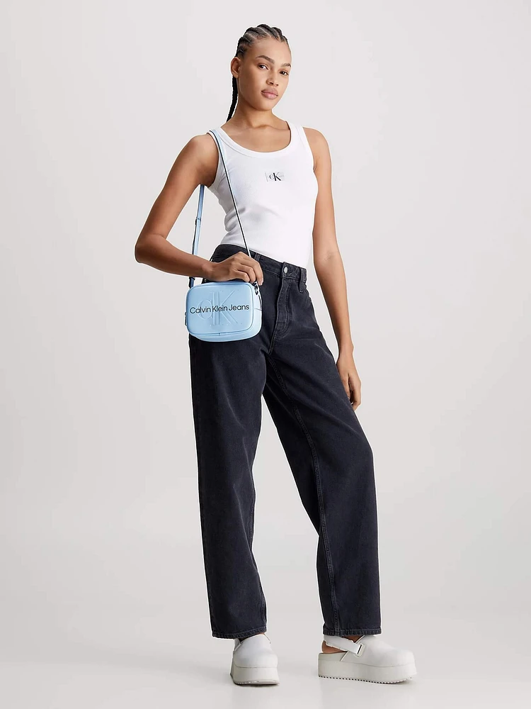 Bolsa Calvin Klein Crossbody Monologo Mujer Azul - Talla: Única