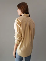 Camisa Calvin Klein Bolsillo Mujer Beige