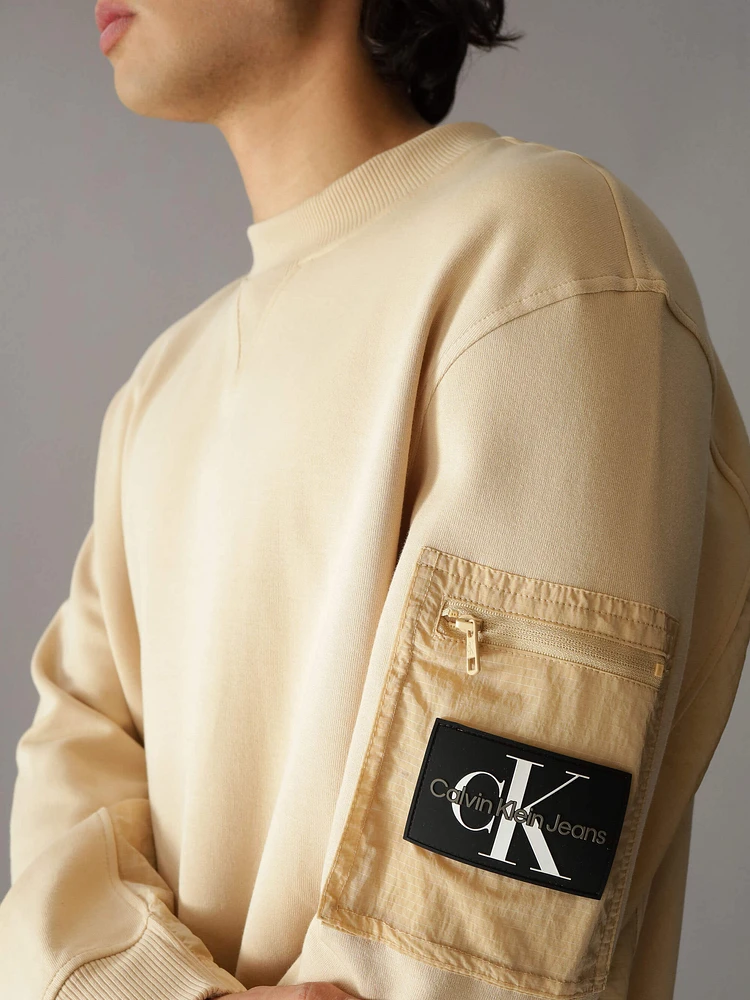 Sudadera Calvin Klein Bolsillo Hombre Beige