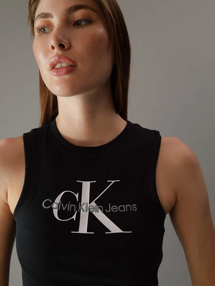 Top Calvin Klein con Monograma Mujer Negro