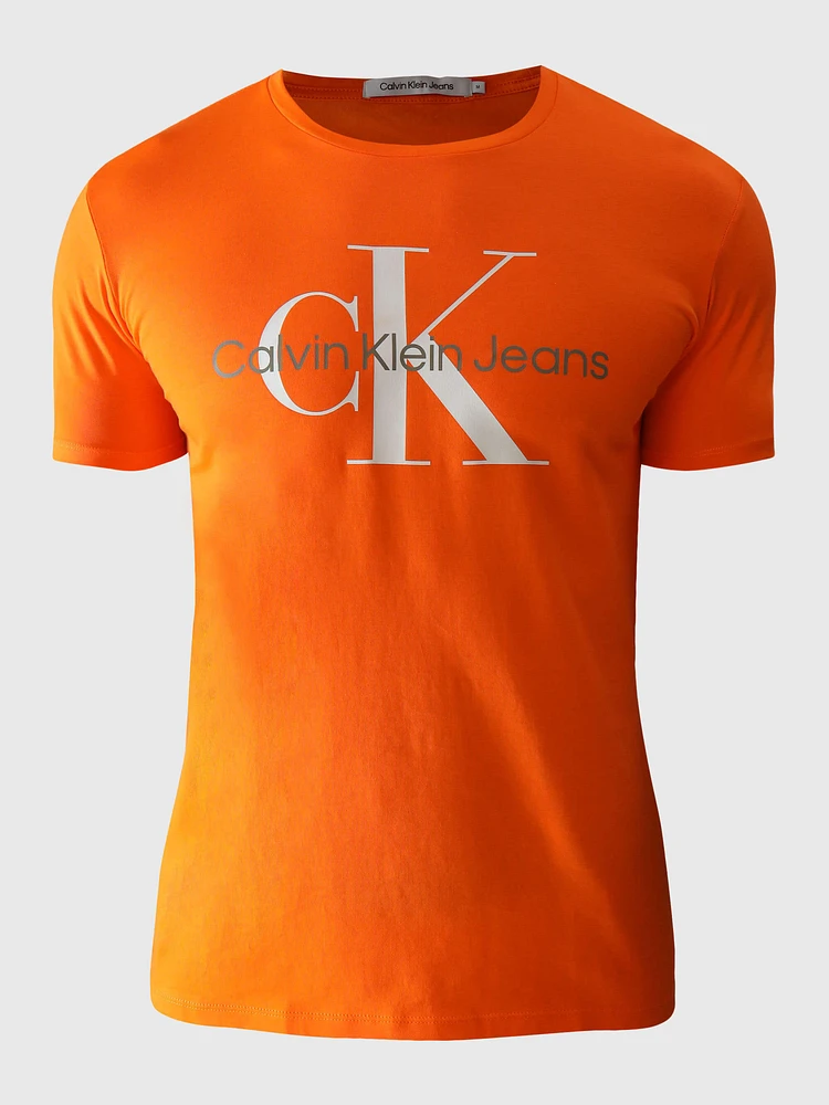 Playera Calvin Klein con Monograma Hombre Naranja