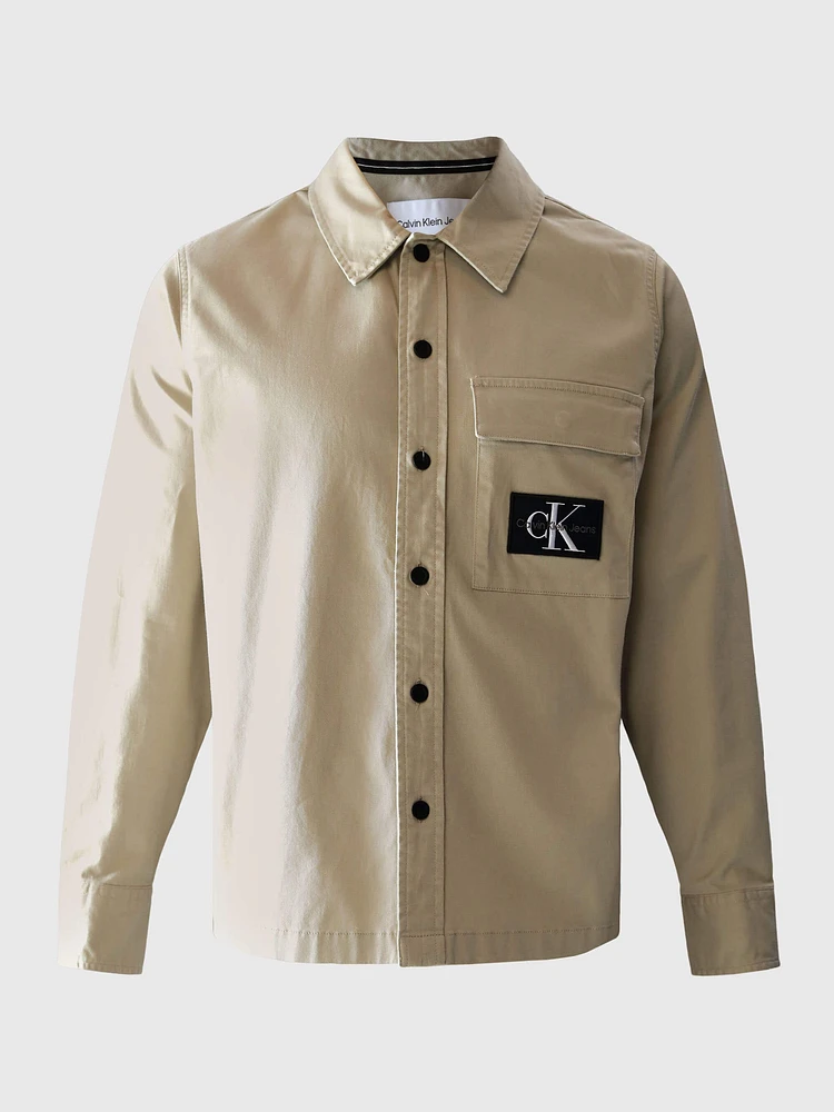 Camisa Calvin Klein Bolsillos Hombre Beige