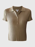 Polo Calvin Klein Canalé Mujer Beige