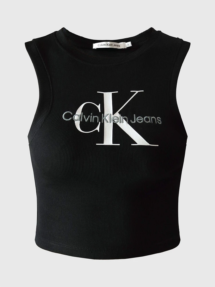 Top Calvin Klein con Monograma Mujer Negro