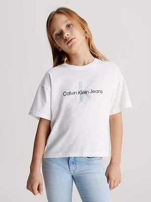 Playera Calvin Klein Boxy Monologo Niña Blanco