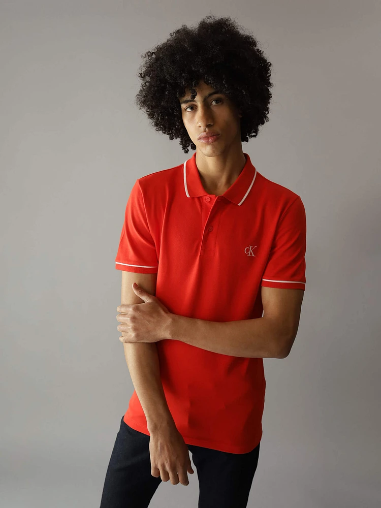 Polo Calvin Klein Monograma Hombre Naranja