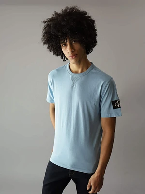 Playera Calvin Klein Logo Manga Hombre Azul