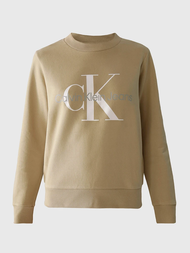 Sudadera Calvin Klein Logo Mujer Beige