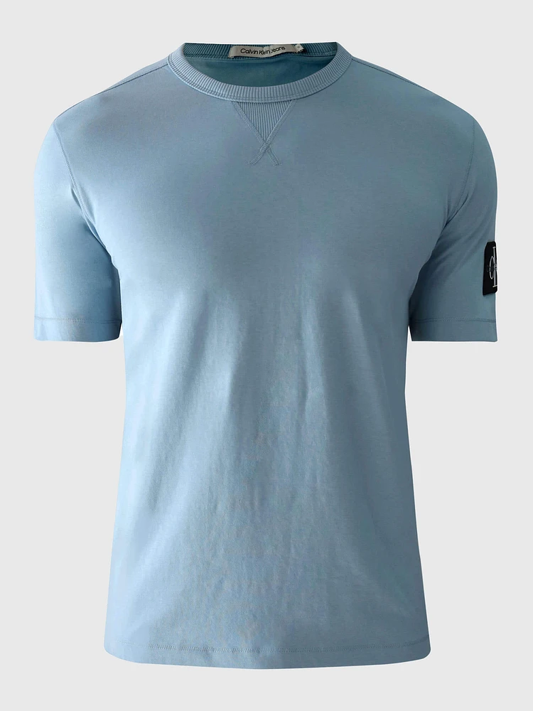 Playera Calvin Klein Logo Manga Hombre Azul