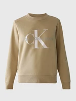 Sudadera Calvin Klein Logo Mujer Beige