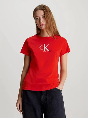 Playera Calvin Klein Slim Monograma Mujer Rojo