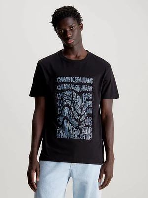 Playera Calvin Klein Diseño Estampado Hombre Negro