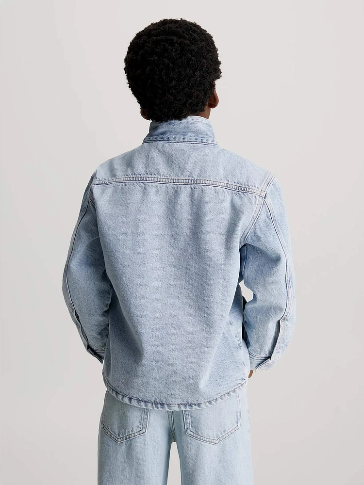 Chamarra Calvin Klein Denim Deslavado Niño Azul