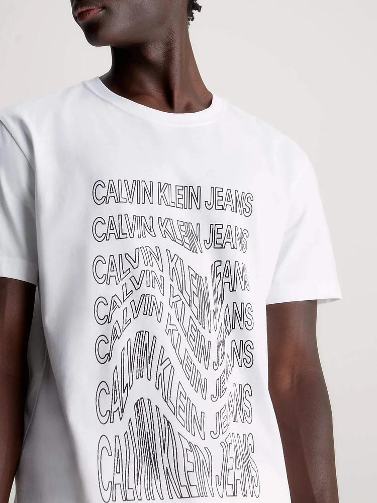 Playera Calvin Klein Diseño Estampado Hombre Blanco