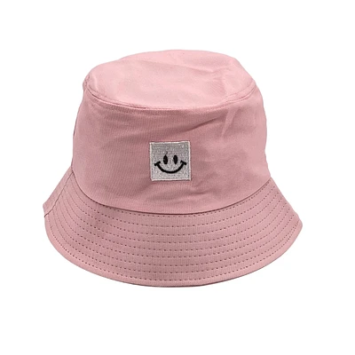 HAPPY FACE BUCKET HAT - Pink