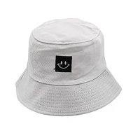 HAPPY FACE BUCKET HAT - White