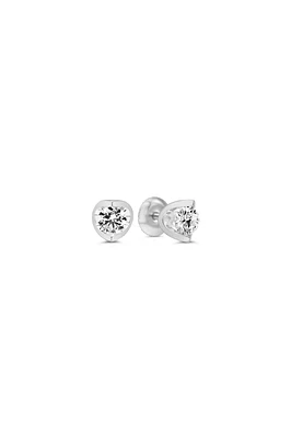 Green Leaf Lab Grown Diamond Earrings 14K White Gold Half Moon Collection Screwback studs- .50ct