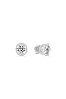 Green Leaf Lab Grown Diamond Earrings 14K White Gold Half Moon Collection Screwback studs- 1.00ct