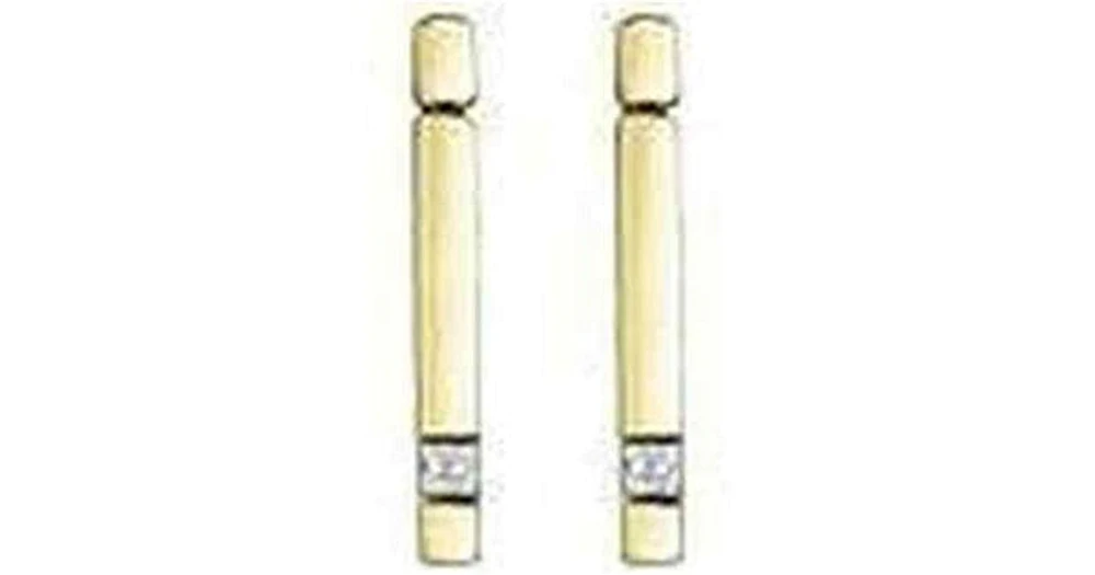 10K Yellow Gold Canadian Diamond (0.14 ct T.W.) Bar Earrings