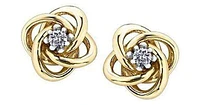 10K White Gold Canadian Diamond (0.08 ct T.W.) Knot Studs