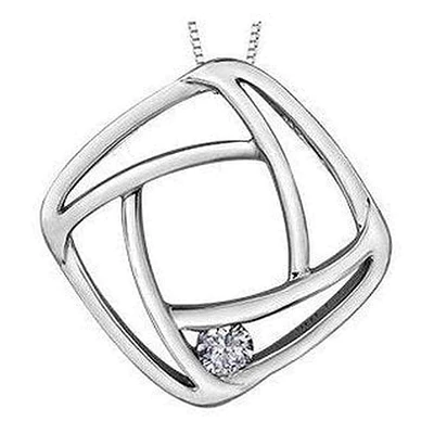 10K White Gold Canadian Diamond (0.08 ct T.W.) Frame Necklace